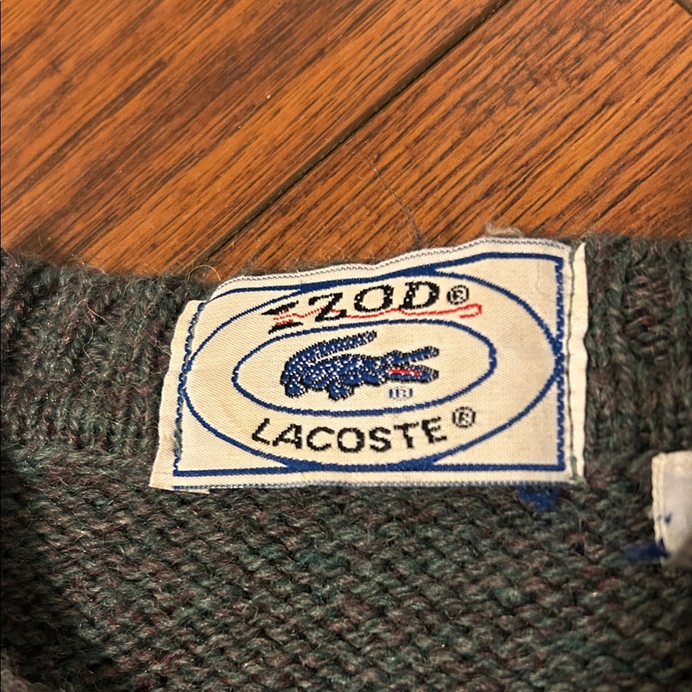 Vgt Izod Lacoste Men's Charcoal speckled Crewneck Sweater - Picture 3 of 8